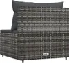 vidaXL Garten-Mittelsofa mit Kissen Grau Poly Rattan Produktbild-Vorschau 8