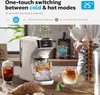 A coffee machine is shown on a kitchen counter with coffee drinks and pastries. Produktbild-Vorschau