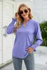 ASKSA Damen Blasen Langarm T-Shirt Elegant V-Ausschnitt Produktbild-Vorschau 2
