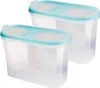 Two clear plastic food storage containers with turquoise lids are shown against a white background. Anteprima dell’immagine prodotto