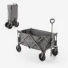 Two views of a foldable wagon on a white background. One is a full view of the wagon in use, and the other is a folded view. Produktbild-Vorschau