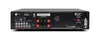 The back panel of a black audio receiver is shown against a white background. Produktbild-Vorschau