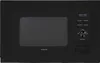 A close-up view of a black microwave oven, focusing on the front panel with its display and controls. Podgląd zdjęcia produktu