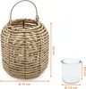 Photophore rond en rotin naturel avec verre à bougie -  23 Voir les images du produit 2