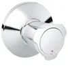 A close-up studio shot of a chrome bathroom faucet control. Produktbild-Vorschau