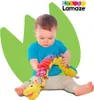 A baby is playing with a colorful stuffed worm toy. Produktbild-Vorschau