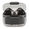 A pair of black wireless earbuds in a transparent charging case. Podgląd zdjęcia produktu