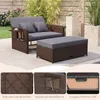 COSTWAY Chaise longue de jardin 3 en 1 en polyrotin, chaise Voir les images du produit 8