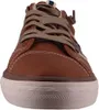 A close-up front view of a brown lace-up shoe. Produktbild-Vorschau