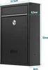 A black mailbox with dimensions indicated by text overlays. Voir les images du produit