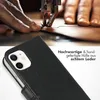 Selencia Echtleder Klapphülle iPhone 12 Mini - Schwarz Produktbild-Vorschau 2
