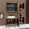 Szafka z lustrem czarna 60 x 16 x 75 cm czarny/dąb Podgląd zdjęcia produktu 5
