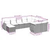 Design 10-tlg. Garten-Sofagarnitur mit Kissen Schwarz Poly Produktbild-Vorschau 3