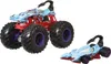 Two toy vehicles, a monster truck and a race car, are displayed against a white background. Náhľad obrázku produktu
