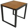 A square outdoor table with a slatted wooden top and a dark metal frame, shown against a white background. Produktbild-Vorschau
