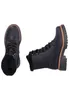 A pair of black lace-up boots with faux fur lining, shown from two different angles on a white background. Voir les images du produit
