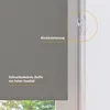 A close-up of a gray roller blind, highlighting a child safety feature and the fabric quality. Produktbild-Vorschau