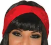 Close-up of a person's face wearing a red headband and black wig. Produktbild-Vorschau