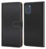A black flip-style phone case is shown from the front and back. Produktbild-Vorschau