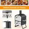 A collage of images showing food, text, and parts of an outdoor pizza oven. Produktbild-Vorschau