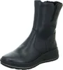 A black leather boot with a wedge sole is shown against a white background. Podgląd zdjęcia produktu