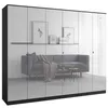 Kleiderschrank zum Schlafzimmer für Kleidung mit Spiegel, Höhe: 200cm, Breite: 240 cm, schwarz Produktbild-Vorschau