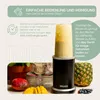 A blender and its ingredients, with text highlighting ease of use and cleaning. Produktbild-Vorschau