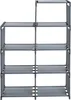 A gray fabric tiered shelving unit against a white background. Produktbild-Vorschau