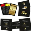 A collage of various cards from a board game, likely Monopoly, with German text and gold foil accents. Produktbild-Vorschau