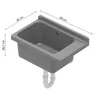 A gray sink with dimensions indicated by lines and text. Náhľad obrázku produktu