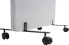 The bottom part of a light gray fabric room divider with black metal legs and wheels, shown against a white background. Produktbild-Vorschau
