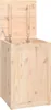 A wooden storage chest with its lid open, showing the interior and hinges. Produktbild-Vorschau