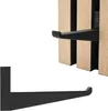 Two black hooks attached to a wooden slatted surface. Produktbild-Vorschau