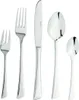 A set of five pieces of silverware, including two forks, a knife, and two spoons, arranged in a line against a white background. Voir les images du produit