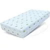 A mattress with a white cover featuring a green aloe vera pattern, shown at an angle on a white background. Produktbild-Vorschau