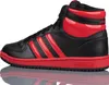 A side view of a black and red Adidas sneaker against a white background. Podgląd zdjęcia produktu