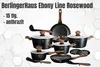 A collection of cookware items, including pots, pans, and utensils, arranged on a light gray and white hexagonal background. Anteprima dell’immagine prodotto