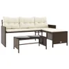 Gartensofa in L-Form mit Tisch und Kissen Braun Poly Rattan Produktbild-Vorschau 2