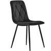 A black upholstered dining chair with diamond tufting on the backrest and seat, supported by four slender black metal legs. Produktbild-Vorschau