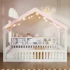 Flieks Kinderbett 90x200cm mit Led, Hausbett mit Baldachin Produktbild-Vorschau 3