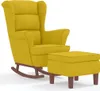 A yellow velvet rocking chair with an ottoman on a white background. Náhľad obrázku produktu