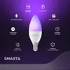 A smart LED light bulb with various features highlighted around it. Produktbild-Vorschau