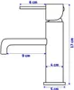 A diagram of a faucet with dimensions indicated. Podgląd zdjęcia produktu