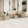 Möbel 10-tlg. Garten-Sofagarnitur mit Kissen Beige Poly Produktbild-Vorschau 1