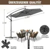 Izrielar Sonnenschirm 3m Grau Gartenschirm mit Kurbel, UV Produktbild-Vorschau 2