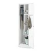 An open white metal locker with various items inside, including clothes, cleaning supplies, and a bucket. Náhled obrázku produktu