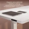 A white desk with a tablet and smartphone connected to cables that go through a cable management grommet. Anteprima dell’immagine prodotto