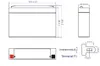 Technical drawing of a battery with dimensions and terminal details. Produktbild-Vorschau