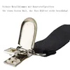 A close-up view of a metal clip with a black fabric strap attached, against a white background. Produktbild-Vorschau