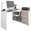 Bureau d'angle à 3 tiroirs - ESSENTIEL - Blanc/décor chêne Voir les images du produit 1